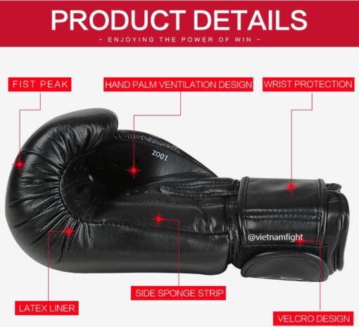 GĂNG TAY BOXING THI ĐẤU WESING - ĐEN - Ảnh 3