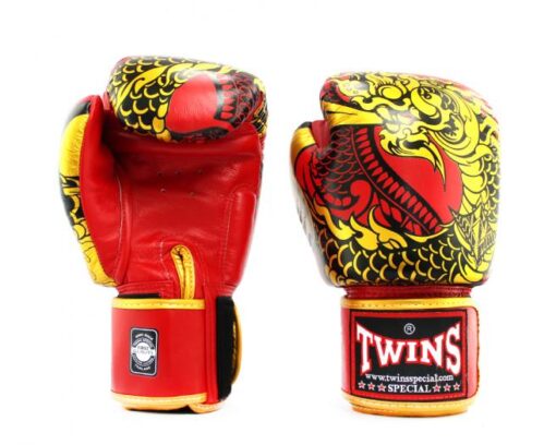 GĂNG TAY BOXING TWINS FBGVL3-52 RỒNG NAGAS GOLD/RED - Ảnh 3