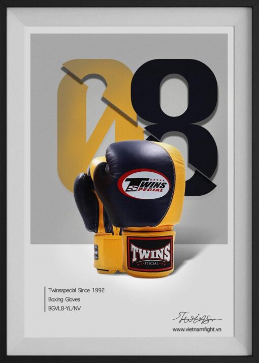 GĂNG TAY BOXING TWINS BGVL8 NAVY YELLOW - Ảnh 4